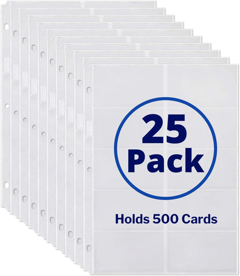 Dunwell Business Card Holder Sleeves - 25 Pack for 500 Cards, Heavyweight Plastic Sheet Protectors