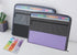NAFY Accordion File Organizer, 13 Pockets, Expanding File Folder with Zipper, A4 Letter Size, Black+Purple