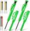 Hiboom 2 Pack Solid Carpenter Pencils with Pencil Cap and 18 Refills, Long Nose Mechanical Pencil Marker for