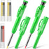 Hiboom 2 Pack Solid Carpenter Pencils with Pencil Cap and 18 Refills, Long Nose Mechanical Pencil Marker for
