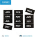 MasterVision Interchangeable Magnetic Board Accessories - Months of Year, Black/White, 2" x 1", 12 Pieces