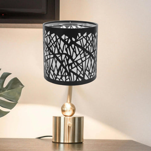 5.58,High:5.5,Fitter:1.65,E27 UKCOCO Black Metal Lamp Shade: Small Lamp Shade Drum Lampshade Replacement with Hollow