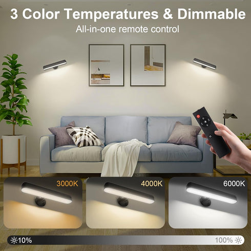 7500mAh 360Rotate, 3 Dimmable, 15 1 Pack, Battery Operated Wall Sconce, Rechargeable LED Wall Light for Bedroom