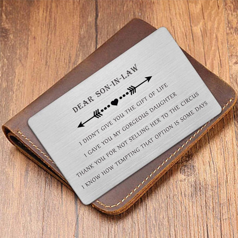 Mother In Law Gifts for Son In Law, Funny Christmas Presents, Wedding Day Gift Wallet Card, Son In Law Birthday Card