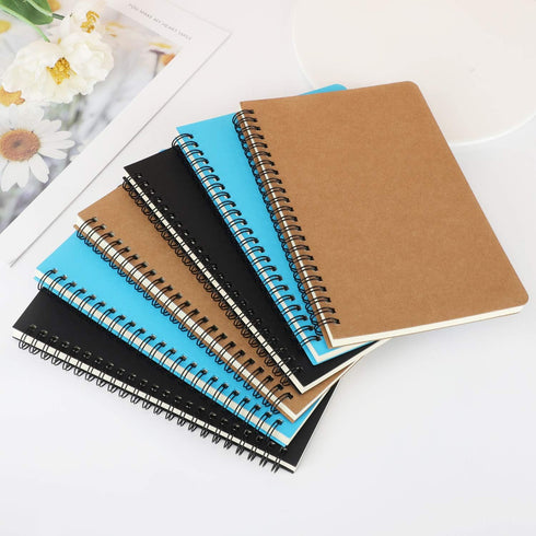 EUSOAR Spiral Ruled Notebook - A5 12 Packs, 5.5" x 8.3", 120 Pages Lined Travel Writing Notebooks, 3 Colors Covers