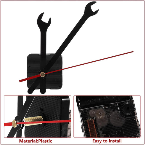 Wall Clock Mechanism Replacement Kit - Creative Wrench Shaped Clock Hands and Motor, Battery Operated DIY Clock Parts