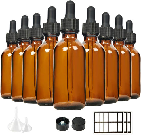 Eternal Moment 2 oz Eye Dropper Bottle, 24 Pack, 60ml Amber Glass Bottles for Essential Oils and Chemicals