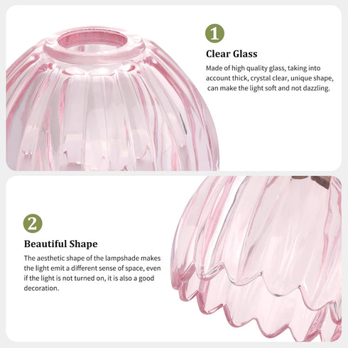 5" 4.25" 2 Pack Shenmoyl Tulip Lamp Shades Replacement, Dia. * H Pink Glass Sconce Shade Heavy and Thick for Wall