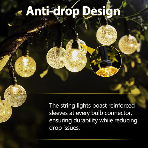 SeaShine 13ft 20LEDs IP65 Rechargeable Battery Operated String Lights - Crystal Globe String Lights, Waterproof Battery