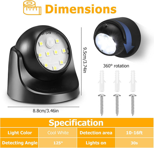(1 Pack) Motion Sensor Outdoor Lights - Outdoor Motion Sensor Light Battery Operated Wireless Spotlight Motion Detector