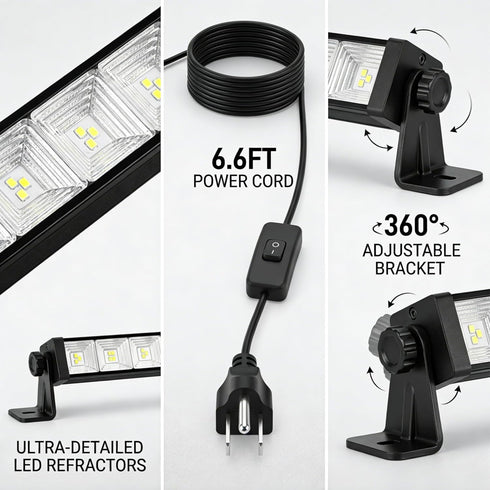40W 4800LM 6500K 6.6ft Installation(1 Pack) Super Bright LED Work Light - Cool White, Extra Long Cord, Plug-in Shop