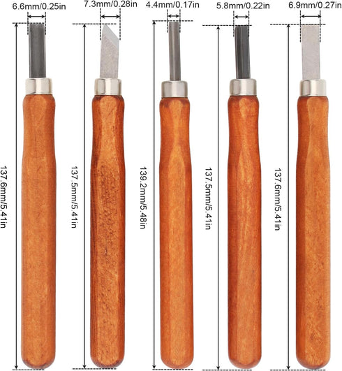 5 Pcs Wood Carving Knife Set, HSS Blades and Quality Wood Handle for DIY Sculpture