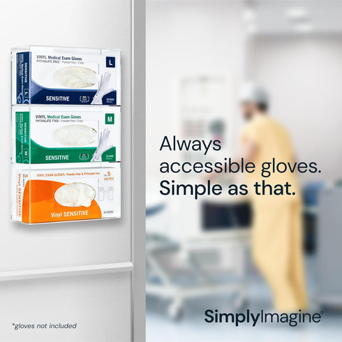 Glove Holder for Wall Mount - Durable Acrylic Glove Box Holder for Disposable Gloves, Clear Dispenser