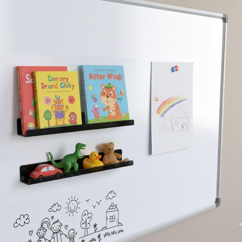 PruQuaiy 2 Pcs Magnetic Book Shelf for Whiteboard, Strong Adsorption Reusable Acrylic Bookshelf Book Display Holder