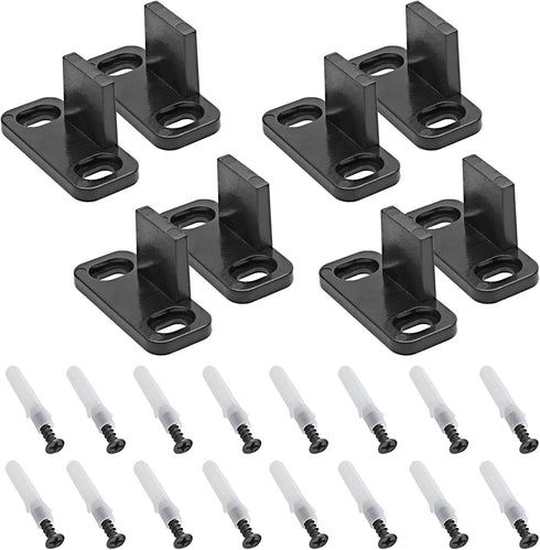 Black Sliding Barn Door Floor Guides, Plastic Bypass Door Guide Hardware, 8-Pack