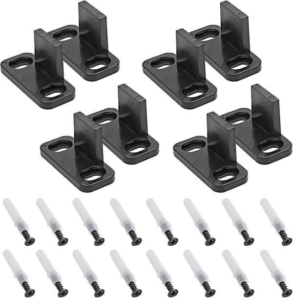 Black Sliding Barn Door Floor Guides, Plastic Bypass Door Guide Hardware, 8-Pack