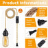 15ft, E26/E27 HESSION Rattan Wrapped Extension Hanging Lantern, Plug-in Pendant Light with Hemp Cord - Compatible