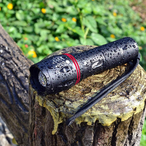 HAUSBELL LED A100 Flashlight Bright, Zoomable Tactical Flashlights with 2000 High Lumens and Five Modes for Emergency