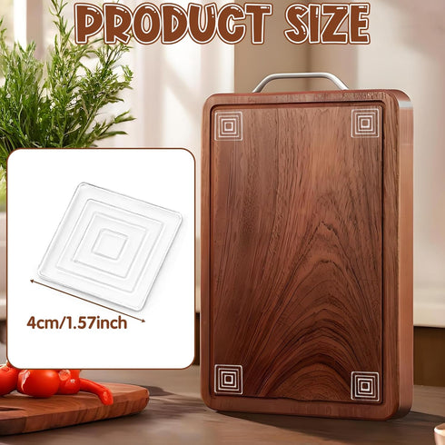CYUXING 16Pcs 40mm Square Cutting Board Feet, Rubber Feet for Cutting Board Self-Adhesive Silicone Feet, Easy