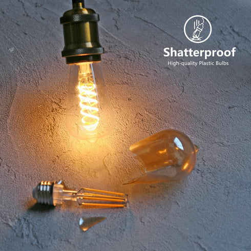 4Pack 6W ST58 Bulbs 60W 600Lumens, 2700K Bulb, Dimmable, E26 Bulbs, 80+ Vintage LED Edison Light Equivalent, Warm White
