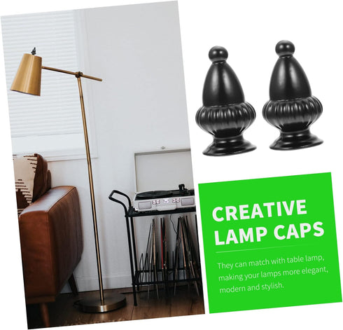 2pcs Veemoon Black Aluminum Lamp Shade Finial Knob Decorative Home Accessory for Table Floor Lamps Inner Thread for DIY