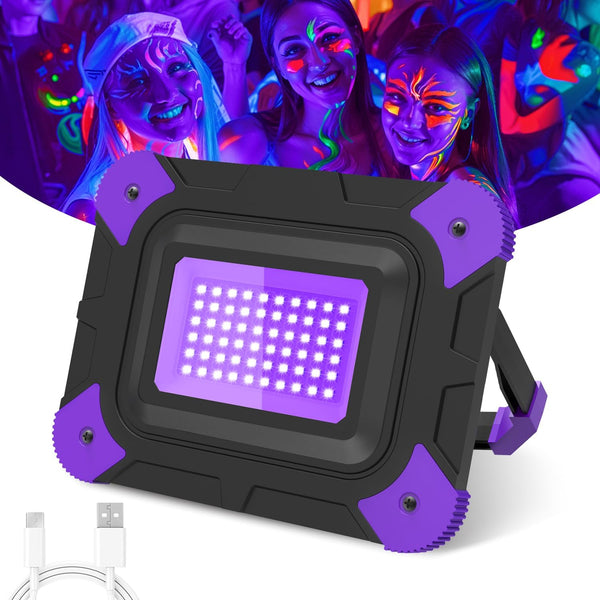 T-SUN Rechargeable Black Lights, Battery Powered Blacklights for Glow Party Fishing Cordless
