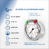 2 1-2" Pressure Gauge, Stainless Steel Case, Chrome Plated Brass Connection, Liquid Filled, 0-160 psi/kPa, Back Mount