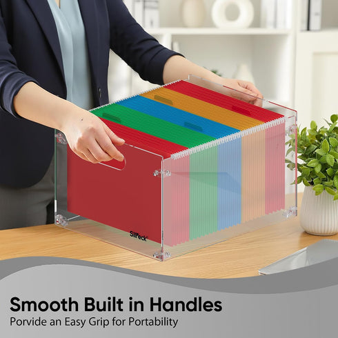 Silreck A4 Clear Acrylic File Organizer for Desk Desktop Document Holder for & Letter Size Papers, Sturdy Acrylic