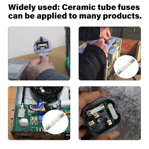 Cartridge Fast Blow Tube, Ceramic Cartridge Fuses 13A 250V, 6-Pack for Power Strip Experiment Circuit Repair
