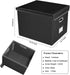 Huolewa Large Portable File Organizer Box, Black Linen Document Storage Box with Lid, Collapsible for Office/Home