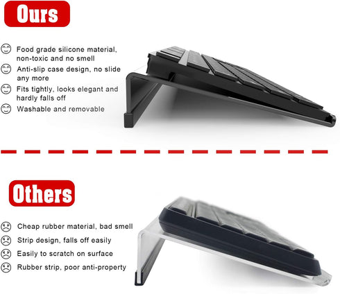KOTEMON Acrylic Tilted Computer Keyboard Stand for Ergonomic Typing, Keyboard Tray Holder with Silicone Non-Slip Case