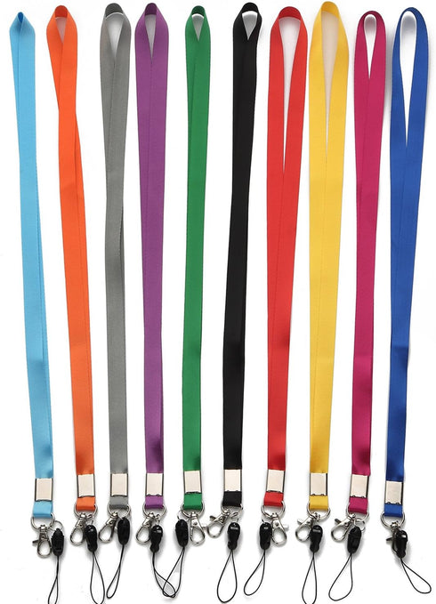 YOUOWO 10 Pcs Neck Office Lanyards for ID Badges Holder, 10 Colors for Kids ID Name Badge