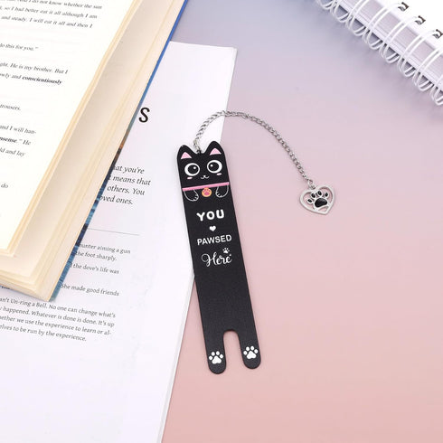 Penitue 3) Cat Bookmark, Zinc Alloy Funny Black Kitten Shaped Book Mark with Kitty Paw Mark Pendant Cute Reading