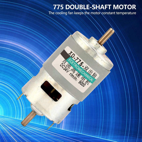 775 DC 12V/24V 50W High Electric Motor, 4500/9000RPM Dual Output Shaft Ball Bearing Driver for DIY Parts by Walfron