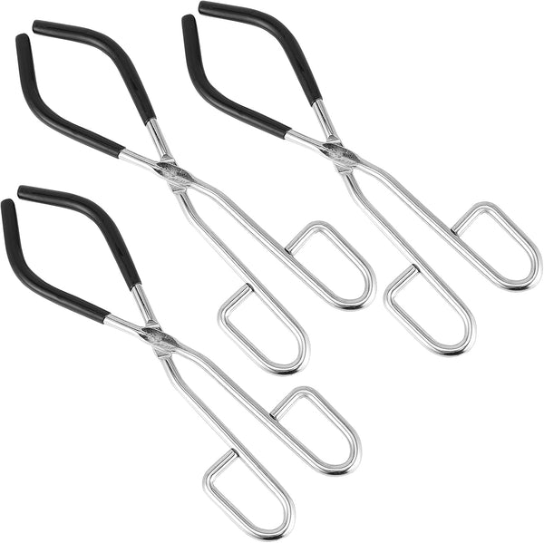 3 PCS 10.2 Inches Beaker Tongs with Black Rubber Coated Ends, Chrome Plated Steel Surface for 50-2000mL Beaker