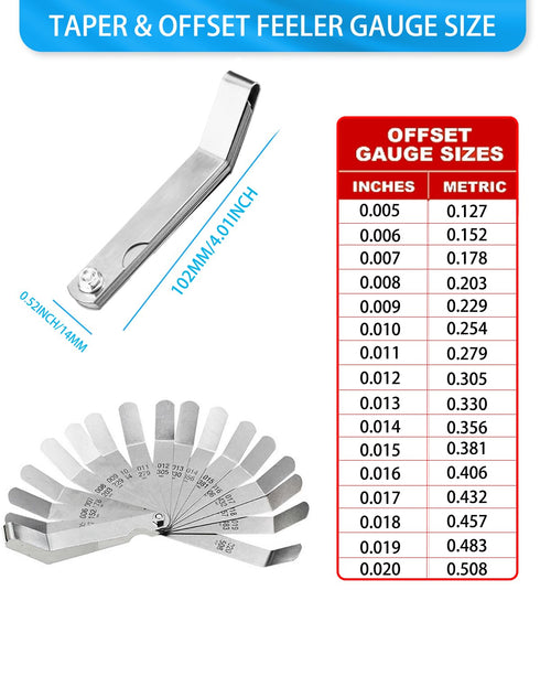 Feeler Gauges Set, 32 Blades Stainless Steel Dual Marked Metric and Standard SAE Valve Thickness Gauge