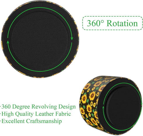 Hennaja Round Leather Art Supply Organizer, 360 Degree Rotating Remote Control Holder, Multi-Functional Pencil Holder