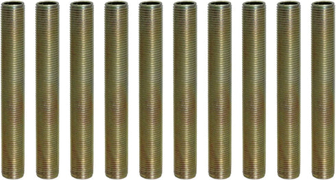 Creative Hobbies ELY1097 Steel All Thread Lamp Pipe Nipples, 4 Inch Long, Yellow Zinc Coated, Pack of 10 Pieces