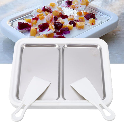 Frozen 304 Fdit Dessert Maker, Stainless Steel Rolled Ice Cream Machine for Yogurt Gelato Sorbet with Efficient Cooling