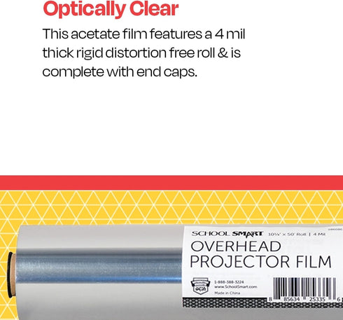 School Smart 10-1/4 Inches 50 4 Overhead Projector Film Roll, x Feet, mil Thick