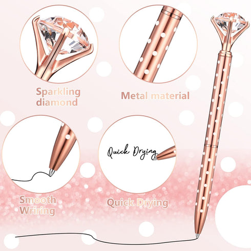 Leinuosen 50 Pieces Bridal Shower Crystal Diamond Pens Bulk Wedding Bling Ballpoint Pen for Women Girls