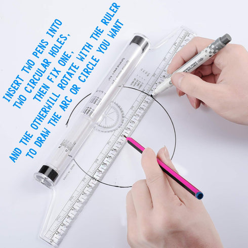 Frienda Rolling Ruler, Plastic Parallel Rolling Ruler for Measuring Drafting Office, Multifunctional 12 Inch
