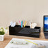 Jetec Acrylic Pencil Holder, 6 Compartments for Desk Accessories, Makeup Storage Box for Office, Dorm, Bathroom (Black)