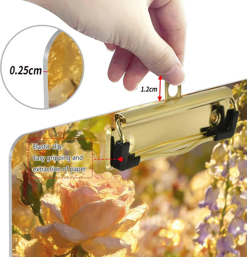 Yuiboo 9 12 Warm Tone Rose & Sunflower Bouquet Paper Clip Board Hard Board for Coaches Medical Classroom Size x