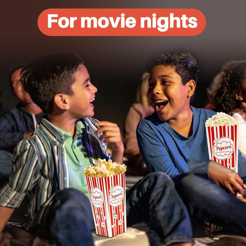 MAQIHAN 18PCS Popcorn Boxes, 46oz Square Popcorn Buckets for Kids Christmas Movie Night, Red & White
