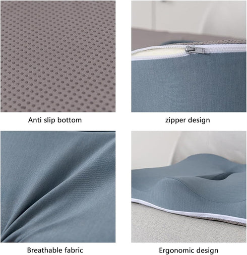 WLLYXUS Tailbone (Gray,1pc) Memory Foam Seat Chair Cushion for Relieves Back Sciatica Pain Cushion Low Back Pain