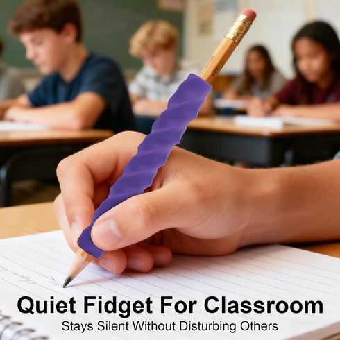 CulinaCraft 4 Pack, Sensory Pencil Grips for Kids Quiet Classroom Fidget Toys, Textured Silicone ADHD & Autism Calming