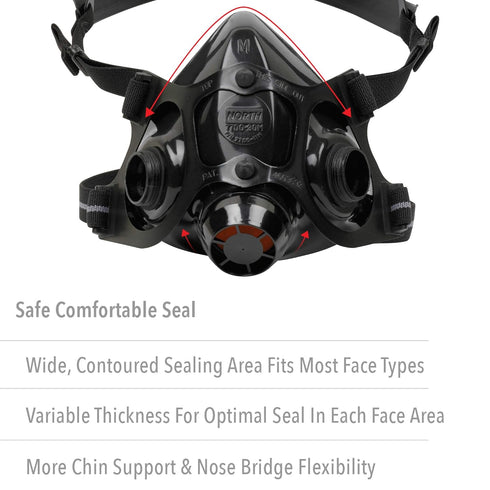 NORTH 7700 (770030S) Honeywell Series Niosh-Approved Half Mask Silicone Respirator, Small