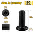 M8 x 20mm 50Pcs Flat Head Hex Socket Cap Screws, 304 Stainless Steel Furniture Bolts, Black Oxide & Hex Spanner