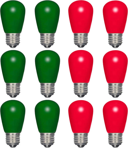12 Pack S14 Red Light Bulb Green Light Bulb Ceramic Incandescent 11